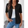 image:imageEVALESS Wool Blend Cardigan Sweaters for Women Lightweight Short Sleeve Cardigans Summer Outfits Trendy Button Down SweaterBlack