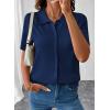 image:imageEVALESS Wool Blend Cardigan Sweaters for Women Lightweight Short Sleeve Cardigans Summer Outfits Trendy Button Down SweaterBlue