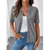 image:imageEVALESS Wool Blend Cardigan Sweaters for Women Lightweight Short Sleeve Cardigans Summer Outfits Trendy Button Down SweaterGray