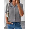image:imageEVALESS Wool Blend Cardigan Sweaters for Women Lightweight Short Sleeve Cardigans Summer Outfits Trendy Button Down SweaterGray