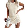 image:imageEVALESS 2 Piece Sets for Women Summer Outfits Ribbed Knit Tank Top and Split Lined Skirt Two Pieces Lounge Matching SetBeige