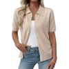 image:imageEVALESS Wool Blend Cardigan Sweaters for Women Lightweight Short Sleeve Cardigans Summer Outfits Trendy Button Down SweaterBeige
