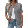 image:imageEVALESS Wool Blend Cardigan Sweaters for Women Lightweight Short Sleeve Cardigans Summer Outfits Trendy Button Down SweaterGray