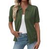 image:imageEVALESS Wool Blend Cardigan Sweaters for Women Lightweight Short Sleeve Cardigans Summer Outfits Trendy Button Down SweaterGreen