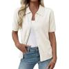image:imageEVALESS Wool Blend Cardigan Sweaters for Women Lightweight Short Sleeve Cardigans Summer Outfits Trendy Button Down SweaterWhite