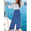 image:imageEVALESS Womens High Waisted Button Pleated Wide Leg Pants Beach Vacation TrousesAzure