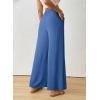 image:imageEVALESS Womens High Waisted Button Pleated Wide Leg Pants Beach Vacation TrousesAzure