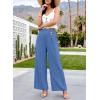 image:imageEVALESS Womens High Waisted Button Pleated Wide Leg Pants Beach Vacation TrousesAzure