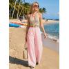 image:imageEVALESS Womens Wide Leg Palazzo Pants Casual Elastic High Waisted Cotton Gingham Plaid Culottes Trousers with PocketsApricot Pink