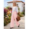 image:imageEVALESS Womens Wide Leg Palazzo Pants Casual Elastic High Waisted Cotton Gingham Plaid Culottes Trousers with PocketsApricot Pink