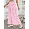 image:imageEVALESS Womens Wide Leg Palazzo Pants Casual Elastic High Waisted Cotton Gingham Plaid Culottes Trousers with PocketsPink