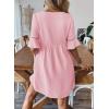 image:imageEVALESS Summer Dresses for Women 2026 Casual V Neck Spring Dress Ruffle Short Sleeve Hollow Out Mini Dress A Line Dresses1a Light Pink