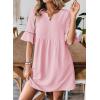 image:imageEVALESS Summer Dresses for Women 2026 Casual V Neck Spring Dress Ruffle Short Sleeve Hollow Out Mini Dress A Line Dresses1a Light Pink