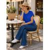 image:imageEVALESS Womens Tops Summer Cap Sleeve Tie Front Shirts 2026 Business Casual Work BlousesDark Blue