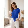 image:imageEVALESS Womens Tops Summer Cap Sleeve Tie Front Shirts 2026 Business Casual Work BlousesDark Blue