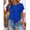 image:imageEVALESS Womens Tops Summer Cap Sleeve Tie Front Shirts 2026 Business Casual Work BlousesDark Blue