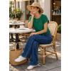 image:imageEVALESS Womens Tops Summer Cap Sleeve Tie Front Shirts 2026 Business Casual Work BlousesDark Green