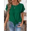 image:imageEVALESS Womens Tops Summer Cap Sleeve Tie Front Shirts 2026 Business Casual Work BlousesDark Green