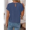 image:imageEVALESS Womens Tops Summer Cap Sleeve Tie Front Shirts 2026 Business Casual Work BlousesDirty Blue