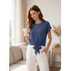 image:imageEVALESS Womens Tops Summer Cap Sleeve Tie Front Shirts 2026 Business Casual Work BlousesDirty Blue