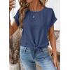 image:imageEVALESS Womens Tops Summer Cap Sleeve Tie Front Shirts 2026 Business Casual Work BlousesDirty Blue