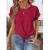 image:imageEVALESS Womens Tops Summer Cap Sleeve Tie Front Shirts 2026 Business Casual Work BlousesFiery Red