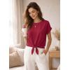 image:imageEVALESS Womens Tops Summer Cap Sleeve Tie Front Shirts 2026 Business Casual Work BlousesFiery Red