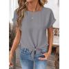 image:imageEVALESS Womens Tops Summer Cap Sleeve Tie Front Shirts 2026 Business Casual Work BlousesLight Grey