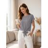 image:imageEVALESS Womens Tops Summer Cap Sleeve Tie Front Shirts 2026 Business Casual Work BlousesLight Grey