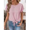image:imageEVALESS Womens Tops Summer Cap Sleeve Tie Front Shirts 2026 Business Casual Work BlousesLight Pink