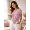image:imageEVALESS Womens Tops Summer Cap Sleeve Tie Front Shirts 2026 Business Casual Work BlousesLight Pink