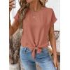 image:imageEVALESS Womens Tops Summer Cap Sleeve Tie Front Shirts 2026 Business Casual Work BlousesMineral Red