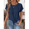 image:imageEVALESS Womens Tops Summer Cap Sleeve Tie Front Shirts 2026 Business Casual Work BlousesNavy Blue