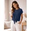 image:imageEVALESS Womens Tops Summer Cap Sleeve Tie Front Shirts 2026 Business Casual Work BlousesNavy Blue