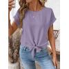 image:imageEVALESS Womens Tops Summer Cap Sleeve Tie Front Shirts 2026 Business Casual Work BlousesOrchid Petal
