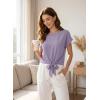 image:imageEVALESS Womens Tops Summer Cap Sleeve Tie Front Shirts 2026 Business Casual Work BlousesOrchid Petal