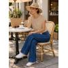 image:imageEVALESS Womens Tops Summer Cap Sleeve Tie Front Shirts 2026 Business Casual Work BlousesParchment