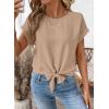 image:imageEVALESS Womens Tops Summer Cap Sleeve Tie Front Shirts 2026 Business Casual Work BlousesParchment
