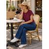 image:imageEVALESS Womens Tops Summer Cap Sleeve Tie Front Shirts 2026 Business Casual Work BlousesRed Dahlia