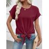 image:imageEVALESS Womens Tops Summer Cap Sleeve Tie Front Shirts 2026 Business Casual Work BlousesRed Dahlia