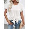 image:imageEVALESS Womens Tops Summer Cap Sleeve Tie Front Shirts 2026 Business Casual Work BlousesWhite