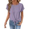 image:imageEVALESS Womens Tops Summer Cap Sleeve Tie Front Shirts 2026 Business Casual Work BlousesOrchid Petal