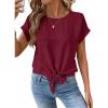 image:imageEVALESS Womens Tops Summer Cap Sleeve Tie Front Shirts 2026 Business Casual Work BlousesRed Dahlia