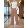 image:imageEVAELSS Wide Leg Pants Women Straight Elastic High Waisted Work Slacks Business Casual Pleated Dress Pants TrousersCamel