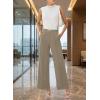image:imageEVAELSS Wide Leg Pants Women Straight Elastic High Waisted Work Slacks Business Casual Pleated Dress Pants TrousersGreyish Green