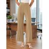 image:imageEVAELSS Wide Leg Pants Women Straight Elastic High Waisted Work Slacks Business Casual Pleated Dress Pants TrousersKhaki