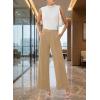 image:imageEVAELSS Wide Leg Pants Women Straight Elastic High Waisted Work Slacks Business Casual Pleated Dress Pants TrousersKhaki