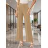 image:imageEVAELSS Wide Leg Pants Women Straight Elastic High Waisted Work Slacks Business Casual Pleated Dress Pants TrousersKhaki
