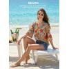 image:imageEVALESS Summer Boho Tops for Women 2026 Trendy 34 Length Sleeve Womens Tops Flowy Floral Print V Neck Bohemian Blouses1a Yellow