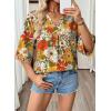 image:imageEVALESS Summer Boho Tops for Women 2026 Trendy 34 Length Sleeve Womens Tops Flowy Floral Print V Neck Bohemian Blouses1a Yellow